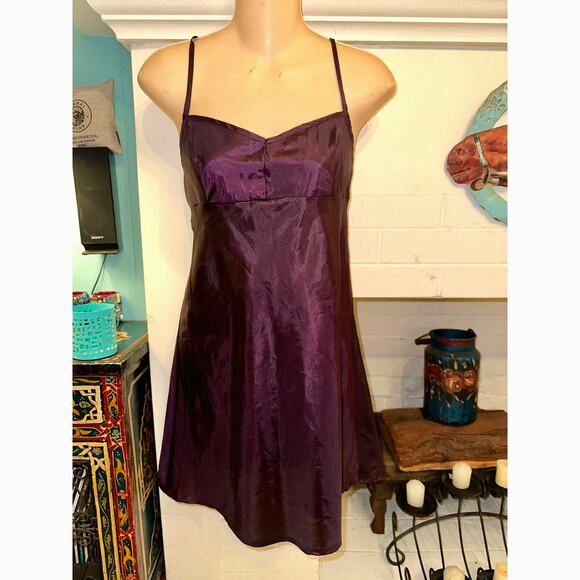 NANETTE LEPORE PURPLE SILK SLIPDRESS 4 - Picture 1 of 7